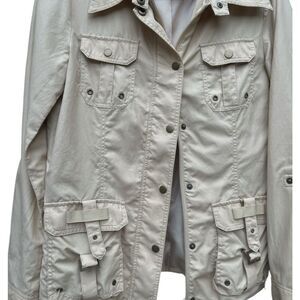 Cream MONTANACO Utility Jacket with Lightweight Canvas Design ZIPPER fully line